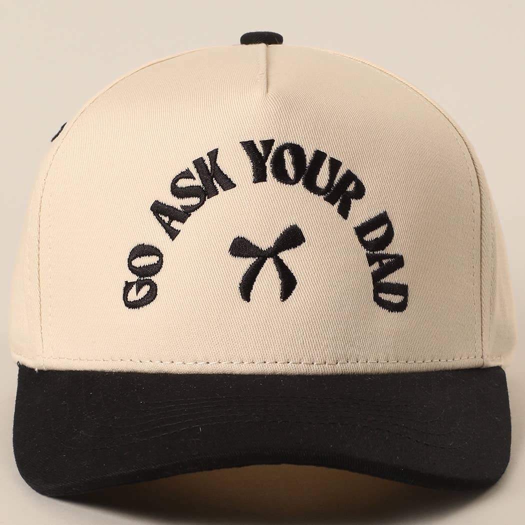 Fashion City - Wholesale Baseball Cap - Women's - GO ASK YOUR DAD Embroidery Two-Tone Trucker Hat0