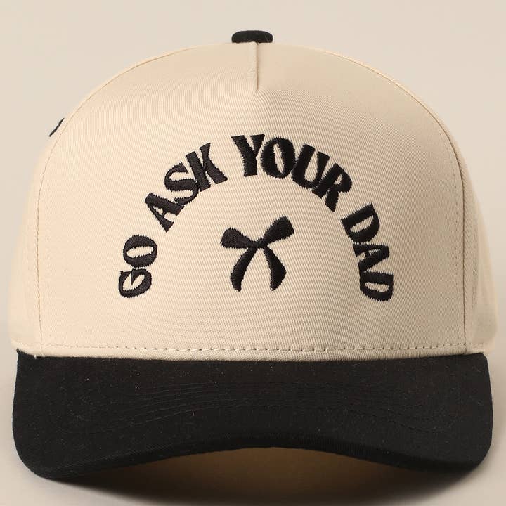 Fashion City - Wholesale Baseball Cap - Women's - GO ASK YOUR DAD Embroidery Two-Tone Trucker Hat