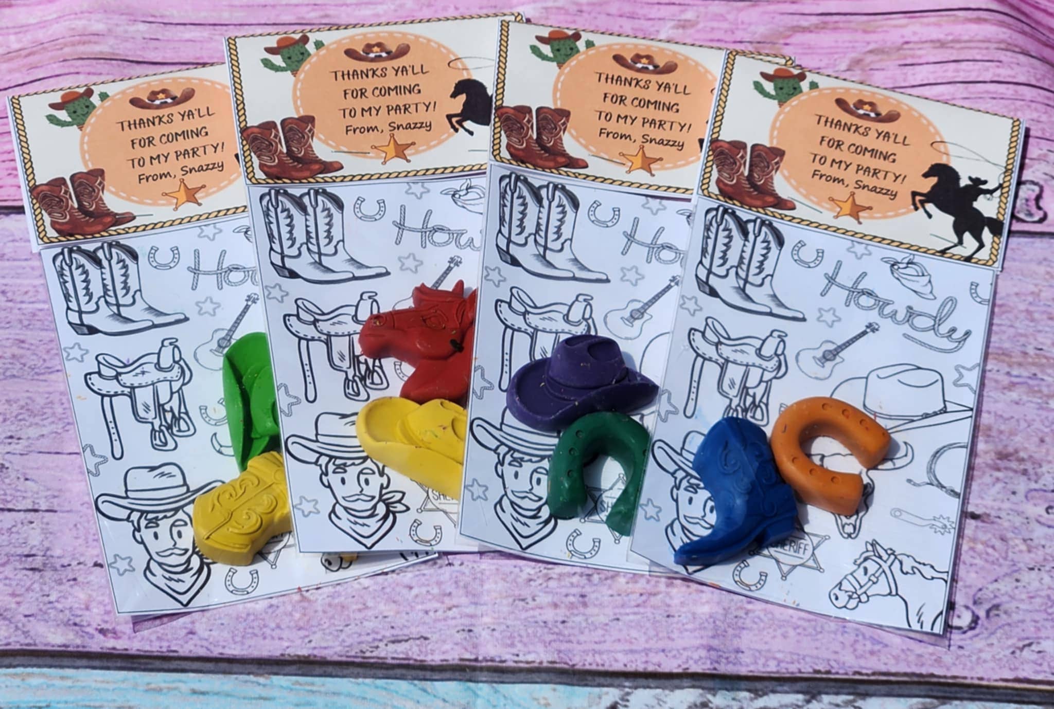 Snazzy Crayons - Wholesale Party gift - Cowboy Themed Coloring Kits with Crayons, Party Fillers 6