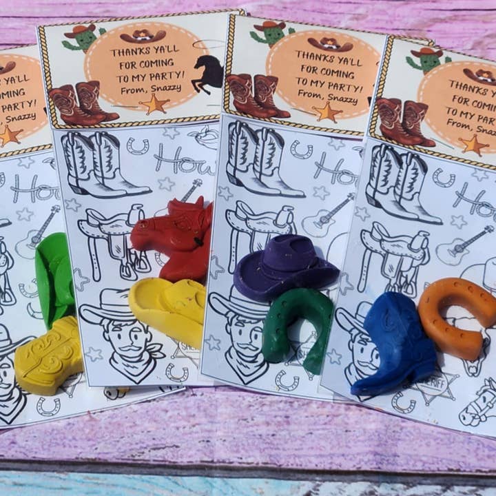 Snazzy Crayons - Wholesale Party gift - Cowboy Themed Coloring Kits with Crayons, Party Fillers 6