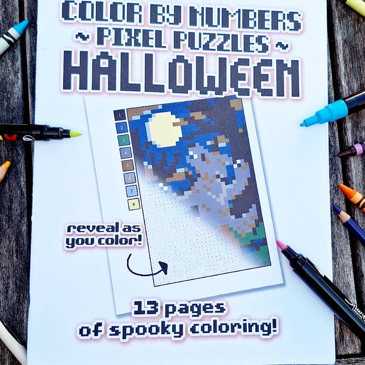 Halloween Pixel Puzzles - Color by Numbers Book for wholesale by Fresh Hot Flavors LLC