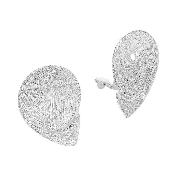 Sensibling Corp. - Wholesale Clip-On Earrings - Textured Metal Sculpted Swirl Clip On Earrings3