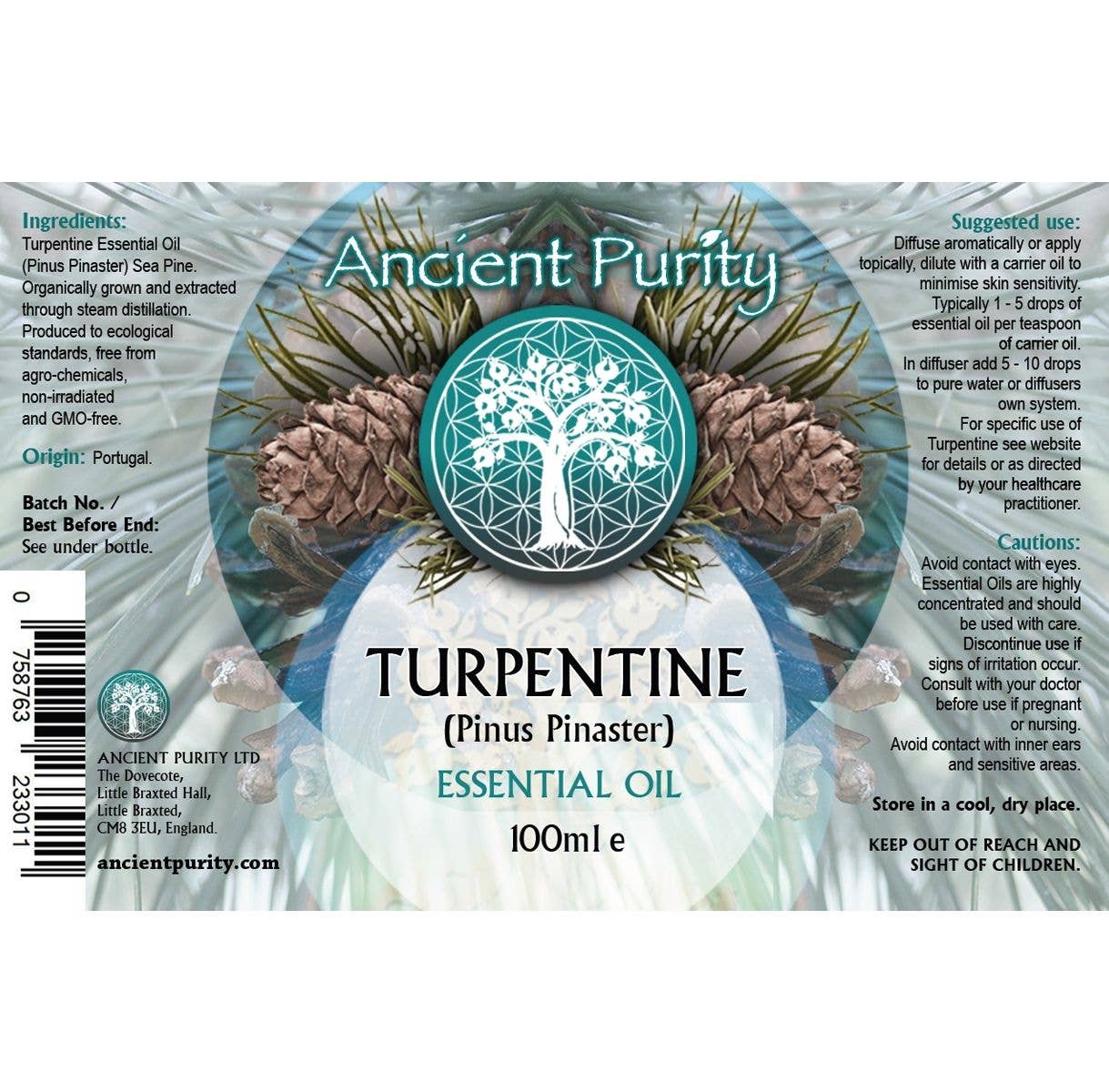 Ancient Purity – wholesale Essential oil – Turpentine Essential Oil - 100ml | Organic from Portugal 1