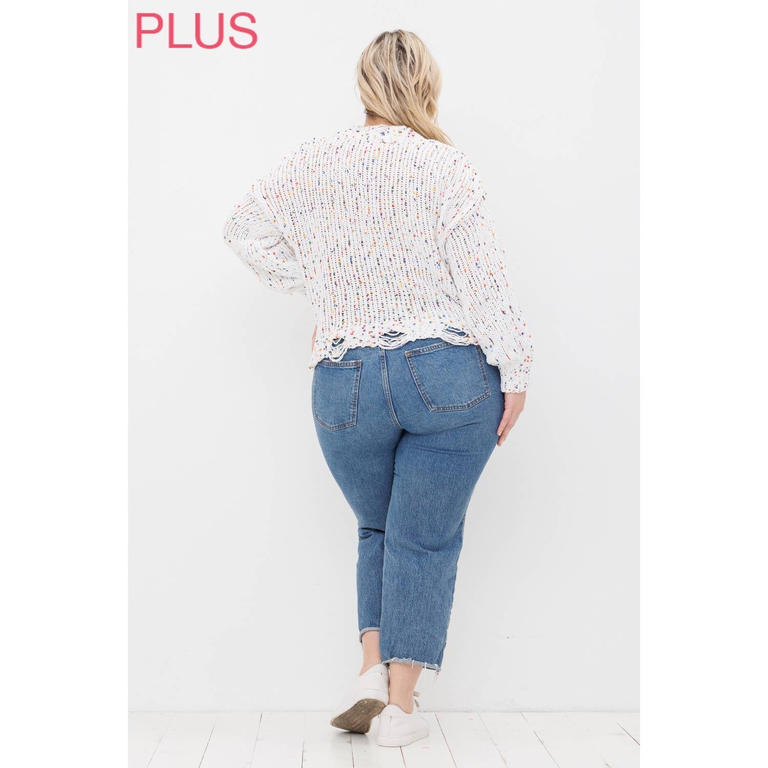 Sweet Generis – Engroshandel Pullover - Dame – PLUS CHENILLE POPCORN PLETTER NØDLIDENDE CROP SWEATER20