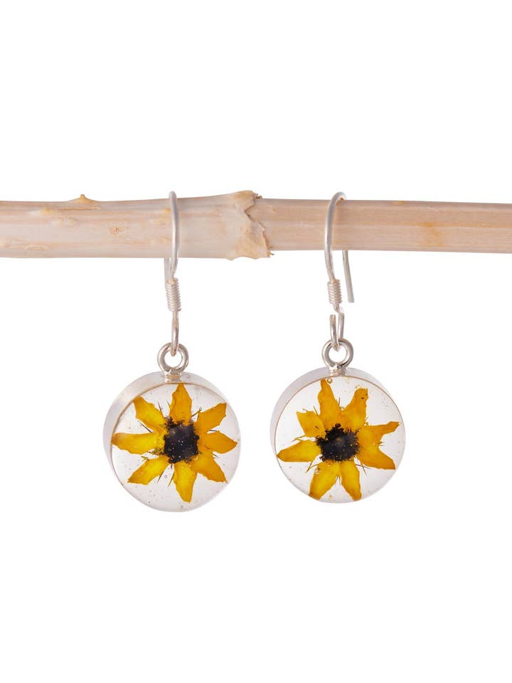 Orecchini rotondi con girasole per la vendita all'ingrosso da parte di Fresh Jewelry Co