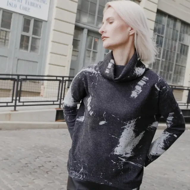 T92WP1 - Waffle Knit - Tipped Hem Sweater Top - Stone Splash for wholesale on Faire