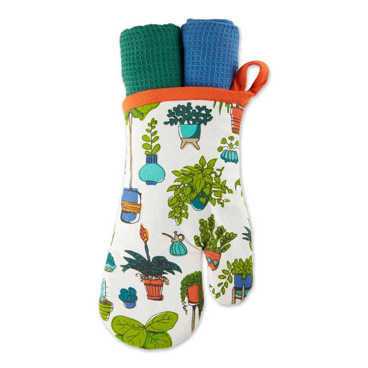 Design Imports - Wholesale Oven Mitt/Pot Holder - Potted Plants Oven Mitt Gift Set