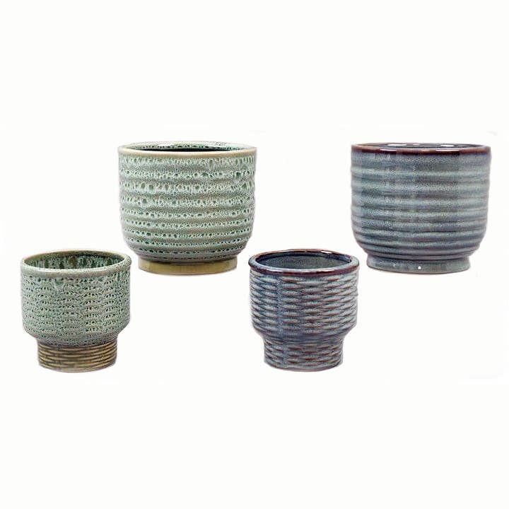 Ceramic Glazed Pot in Green & Blue - Sets of 2 for wholesale by Will's Company