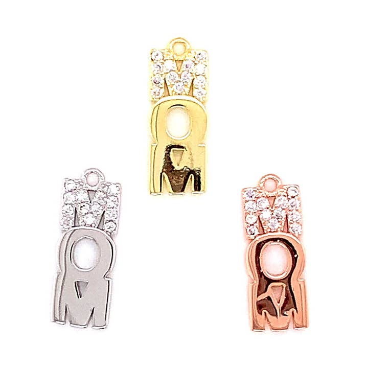 18K Mom Sterling Silver Charm, Mom Pendant For Necklace, Necklace Findings, Bulk Charms For Jewelry Making, Charms For Bracelets, Wholesale Charm for wholesale by The Bead Bazaar