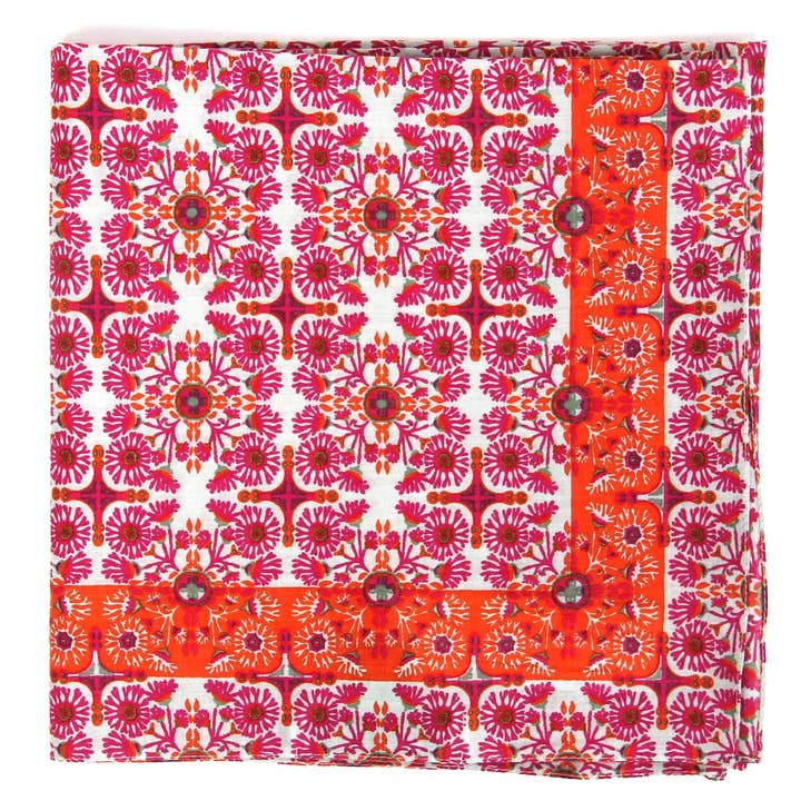 Les Belles Vagabondes – Engroshandel Hovedtørklæde - Dame – Tanger Fuchsia økologisk bomuldsfirkant0