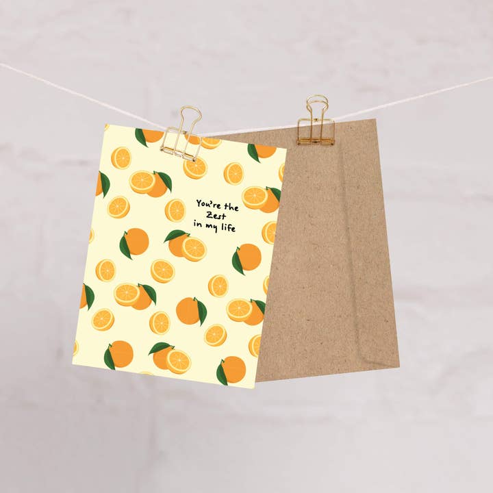 Cute Asian Cards - Wholesale Love Card - You're the Zest Asian Greeting Cards | Cut Fruit Mandarin Orange Food1