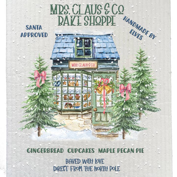 Christmas Mrs Claus Bake Shoppe SWEDISH DISH CLOTH for wholesale by Avery Lane Gifts