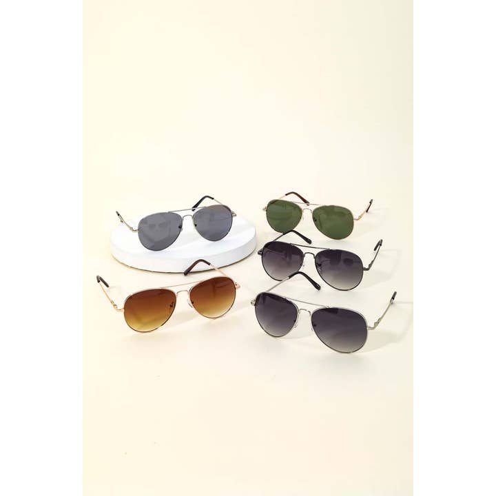MULTI Metal Flat Top Aviator Sunglasses for wholesale on Faire