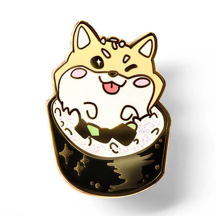 Shiba Inu (Creme) Maki Sushi Roll Emaille Pin, Vatertag für den Großhandel von Flair Fighter