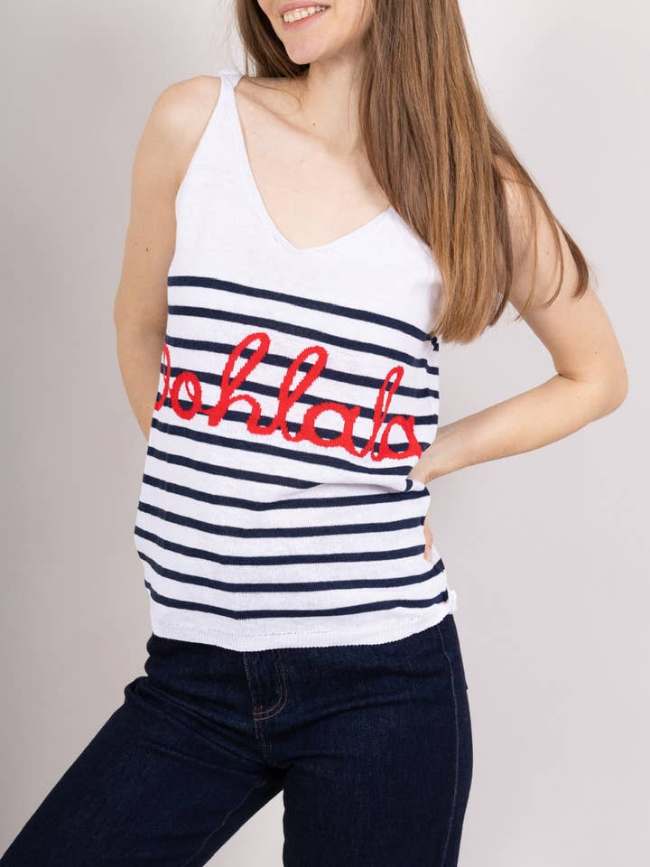 Striped tank top "oohlala" Art 098 for wholesale by Nota bene