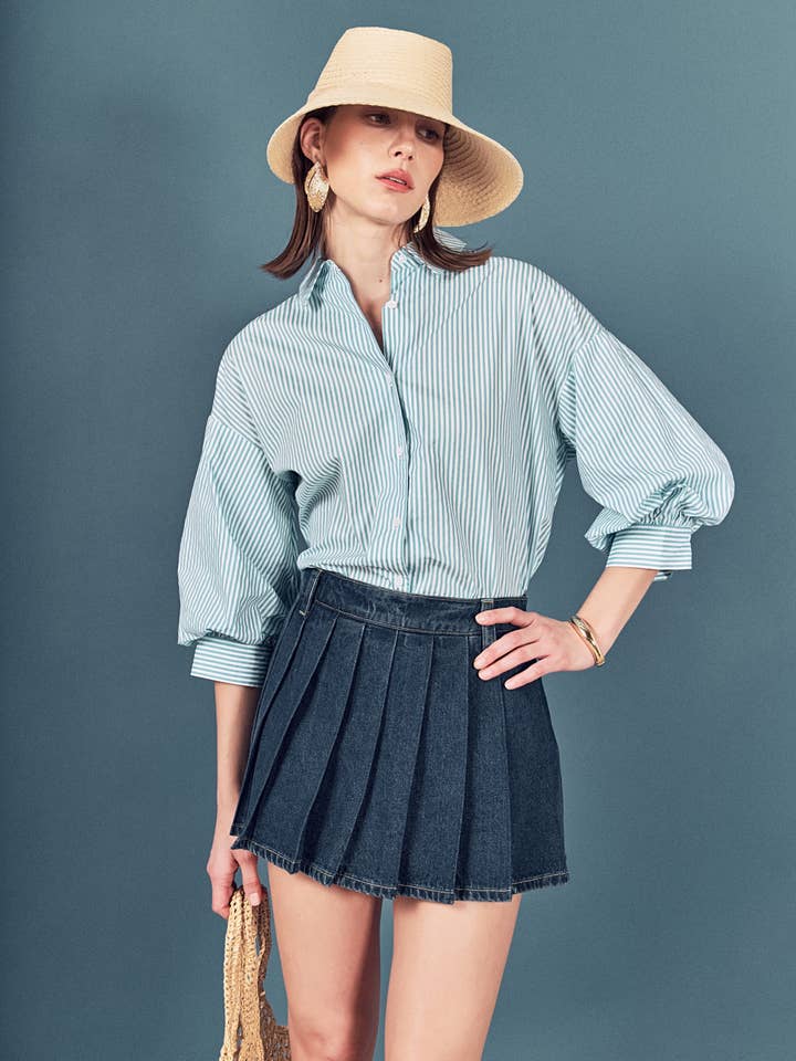 Chemise rayée boutonnée pour la vente par English Factory