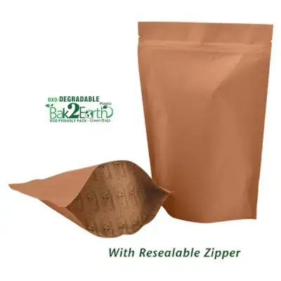 Puretea - Wholesale Food Storage Wrap/Bag - Biodegradable Kraft stand-up pouch | Case of 1000 0