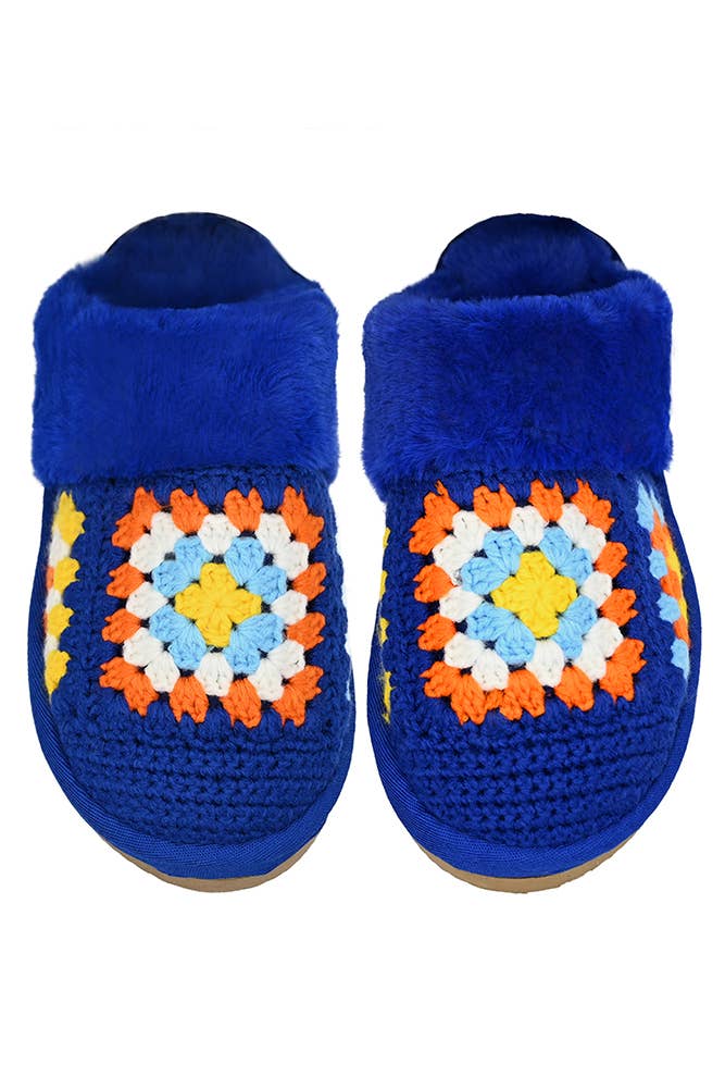 Hana - Vendita all'ingrosso Pantofole - Donna - Pantofole invernali C.C multicolore all’uncinetto con pelliccia sintetica2