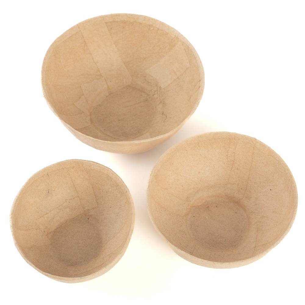 Factory Direct Craft - Wholesale Decorative Plate/Dish/Bowl - Natural Kraft Paper Mache Decorative Bowls (Set of 3)6