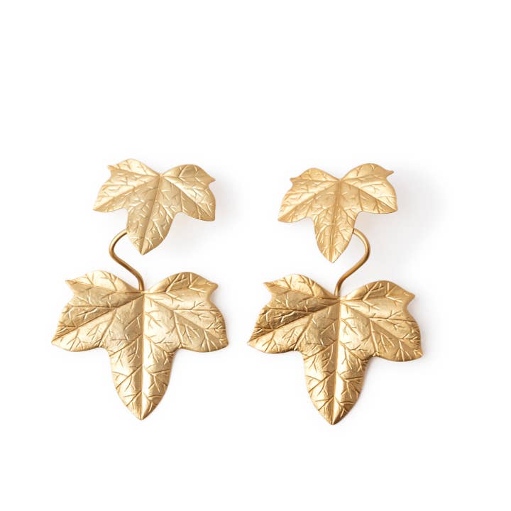 Ginger & VelVet - Wholesale Dangle Earrings - 24ct gold-plated Ivy long earrings1