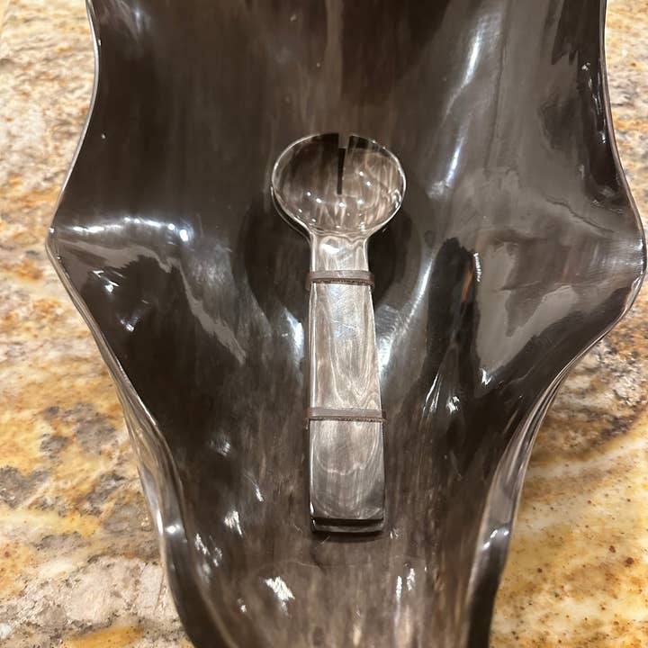 ANKOLE COW HORN SALAD OR SERVING SPOON SET OF 2 for wholesale by The African Home Goods