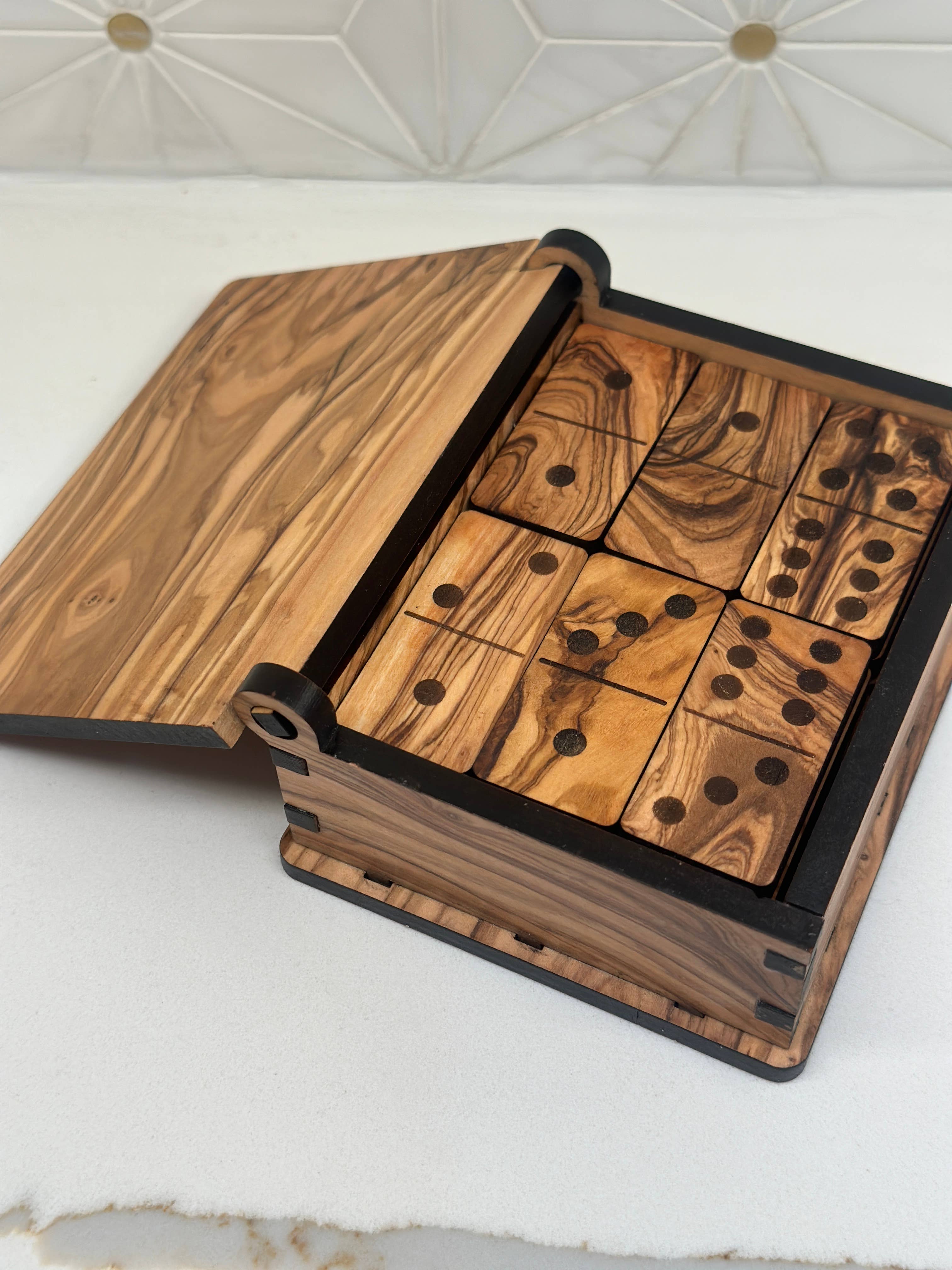 Natural OliveWood - Wholesale Board Game - Olive Wood Dominos Game3