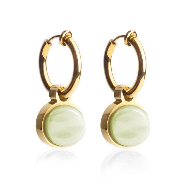 Mix & Match Ohrclips mit Anhänger • Gold / Maigrün • 14 mm für den Großhandel von ALEXASCHA