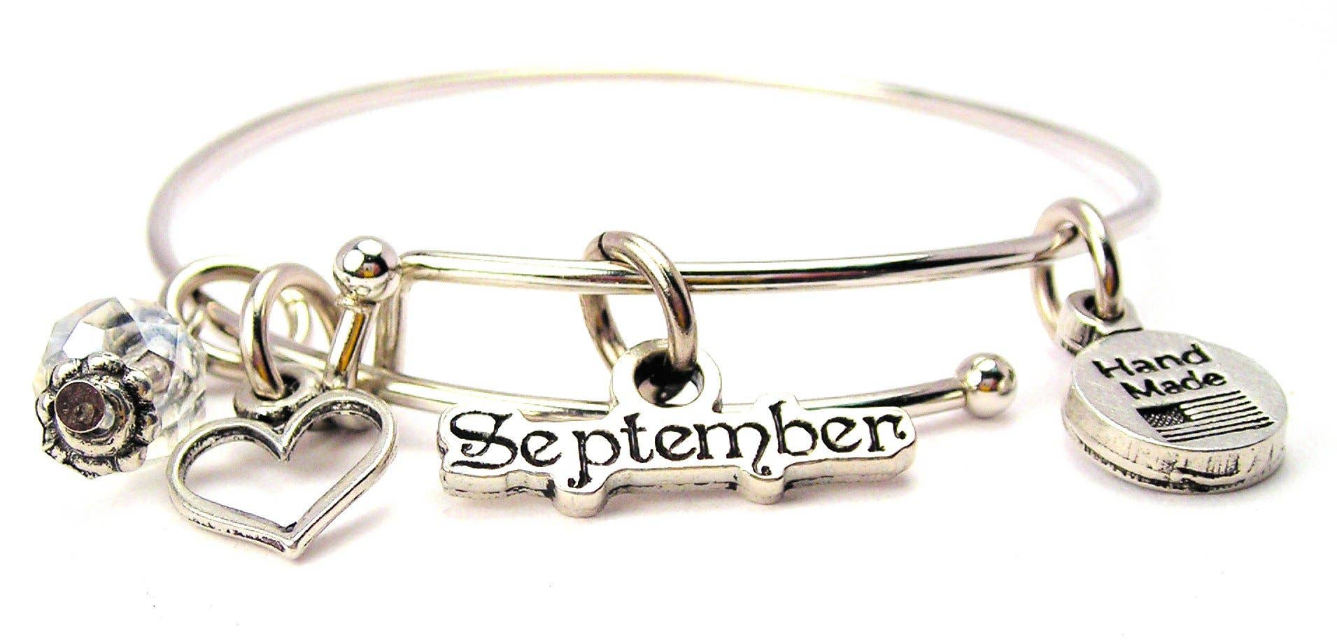 White September Outline Expandable Bangle Bracelet Fall Autumn for wholesale on Faire0