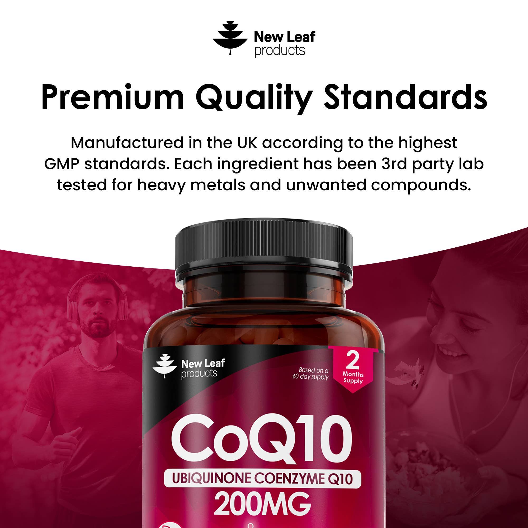 New Leaf products Ltd – wholesale Oral supplement/vitamin – CoQ10 200mg - Co Enzyme Pure Ubiquinone 120 Vegan Capsules4
