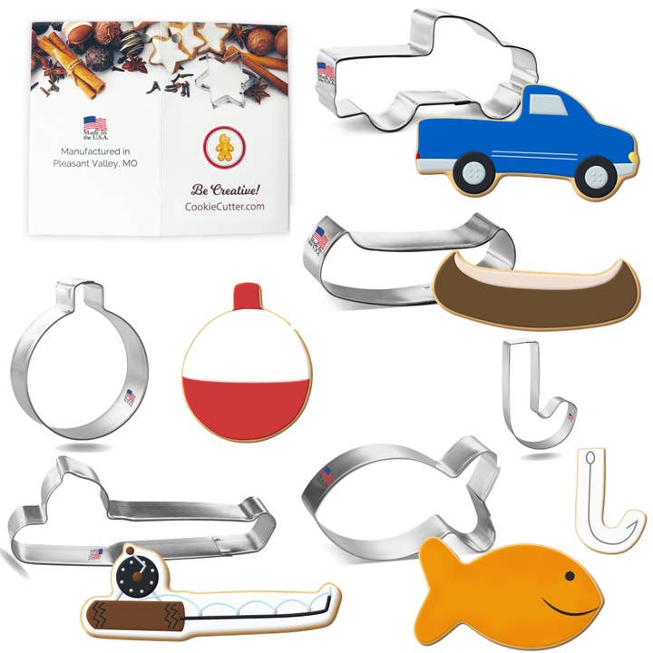 Live to Fish 6 Pc Cookie Cutter Set - Foose Tin Steel for wholesale by CookieCutter.com