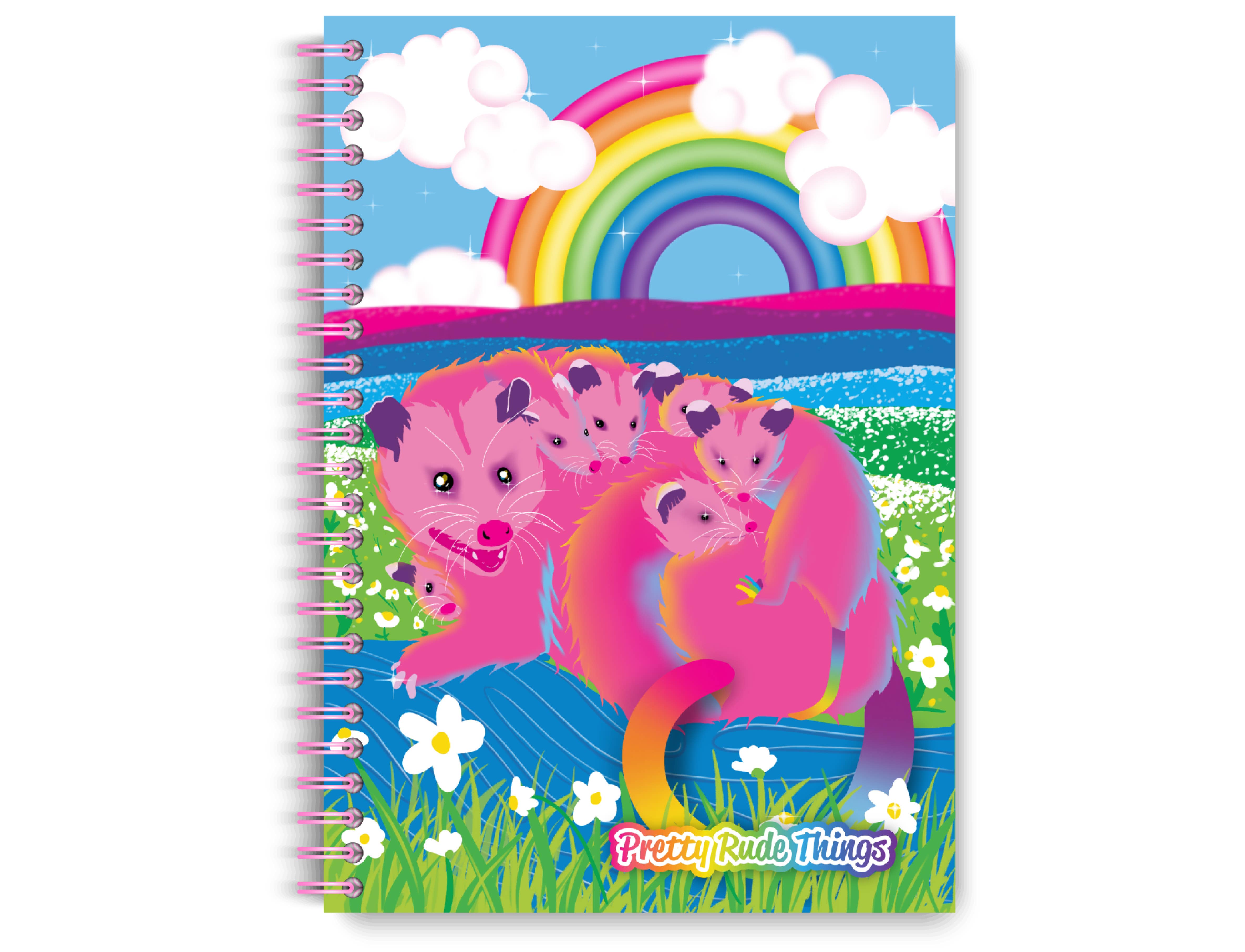 Pretty Rude Things - Wholesale Notebook - "Rainbow Possum Family" Lined Notebook, 7 x 10 in.