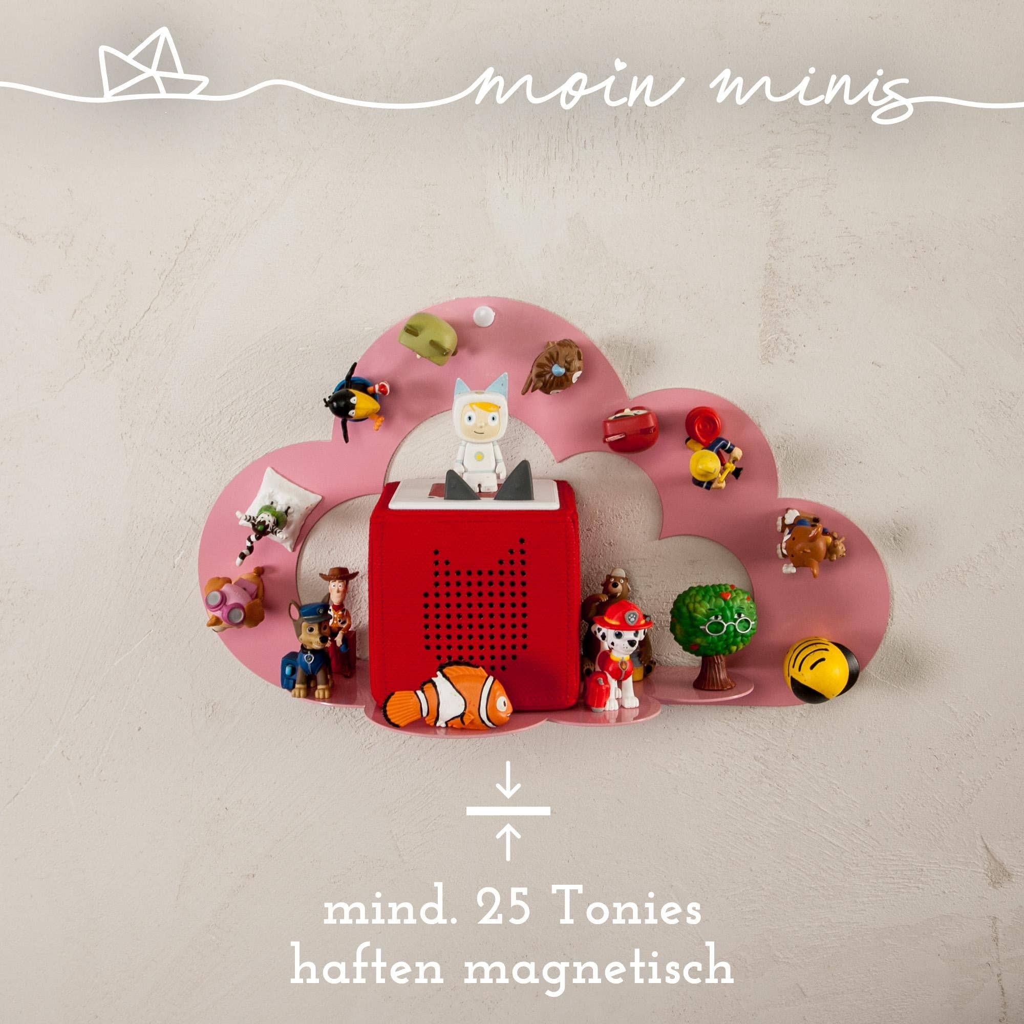 Mixcover GmbH - Wholesale Wall Mounted Shelf - Moin minis cloud pink magnetic shelf compatible with 25 Tonie figures and Tonie box cloud shelf for children audio figures magnetic shelf2