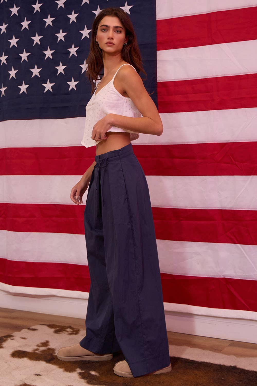 BUCKETLIST INC – wholesale Pants – Women's – IP5551 Overlapping Wrap Waist Tie Wide Leg Pants5