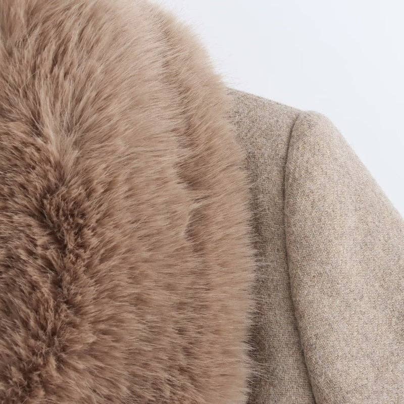 safistyle - Wholesale Fur/Faux Fur Coat - Women's - Longline Coat with Faux Fur Collar11