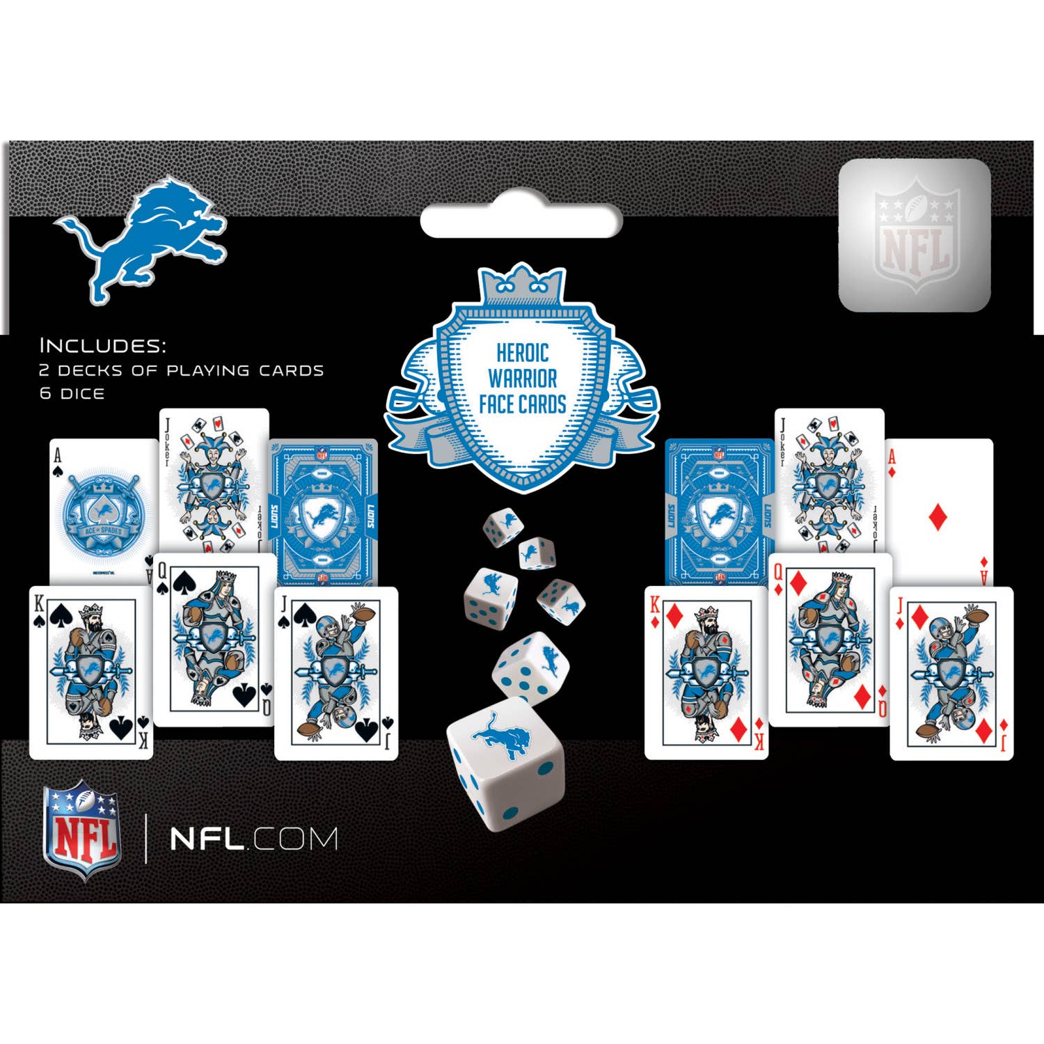 Masterpieces Puzzles - Wholesale Playing Cards - Detroit Lions - 2-Pack Playing Cards & Dice Set2