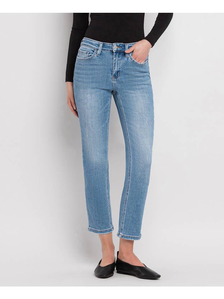 PERFECT FOR NOW HIGH RISE CROP SLIM STRAIGHT JEANS T5385 for wholesale on Faire