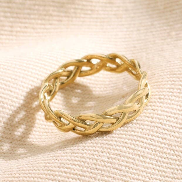 Plaited Braided Stainless Steel Ring S/M for wholesale by Lisa Angel