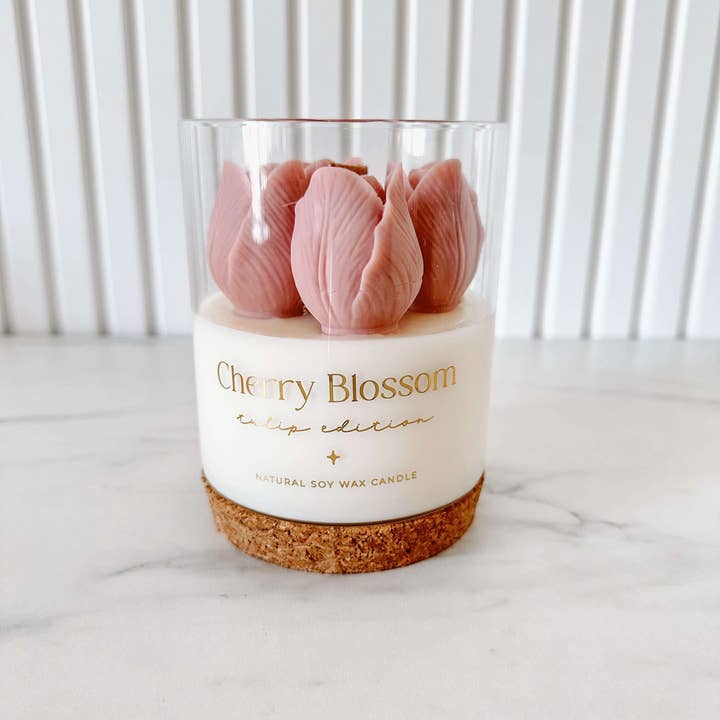 Tsuki Box - Wholesale Novelty Candle - Botanical Candle | Pink Tulips | Cherry Blossom 400g4