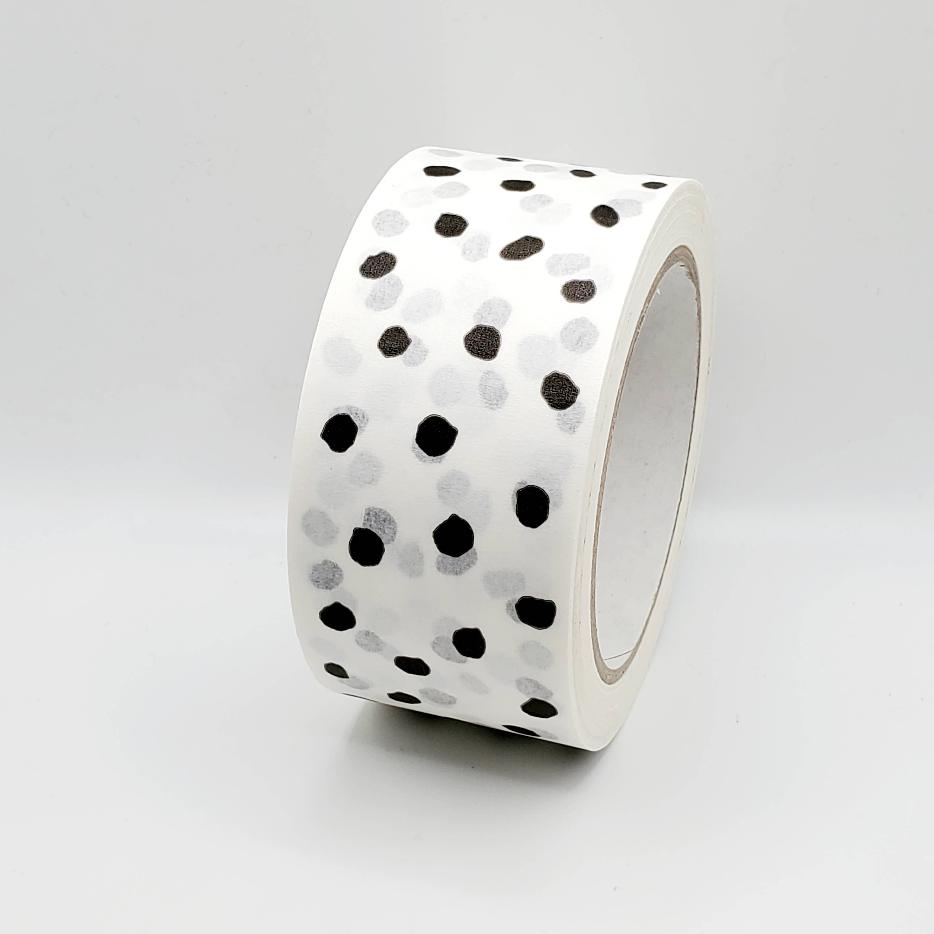 Tissue & Tape – wholesale Tape – Black polka dots on white paper | Packaging tape - 50mm
