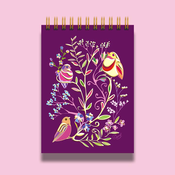 Quaderno A6 con dettagli in foglia oro e uccellini per la vendita all'ingrosso da parte di Oditti