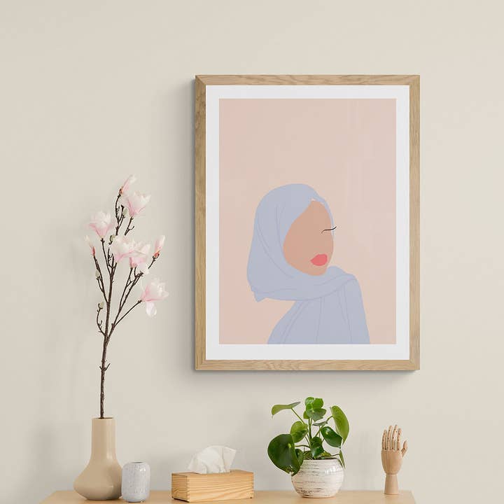 Hijab Woman wall art, diverse female muslim home print for wholesale by Studio Saba