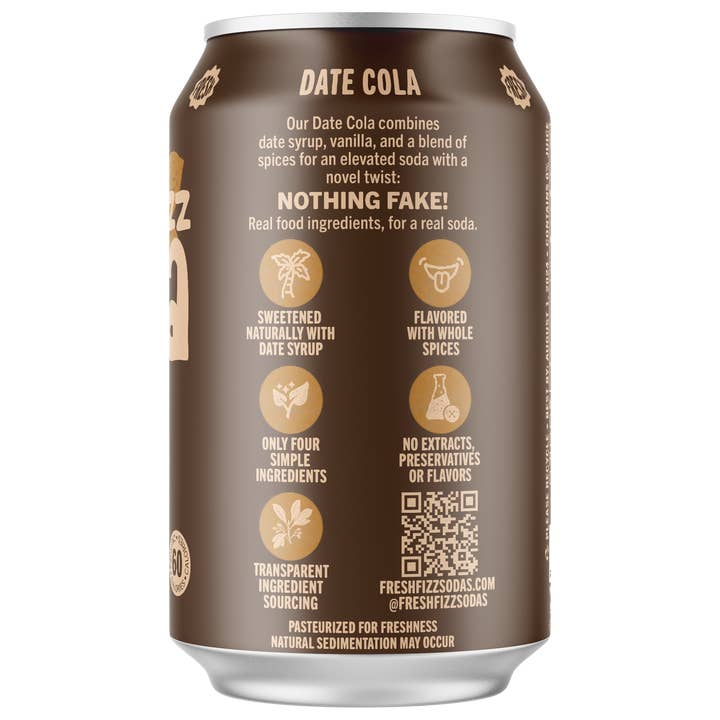 Fresh Fizz Sodas - Wholesale Soda/Carbonated Drink - Date Cola - Natural Soda (12-Pack)