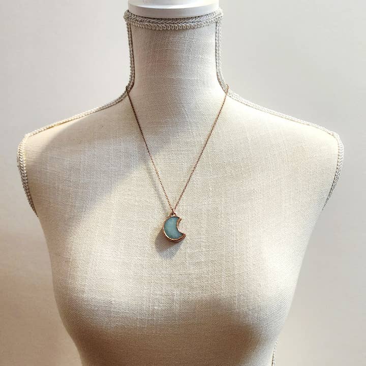 MergingMetals - Wholesale Pendant/Charm Necklace - Petite Chrysoprase Crescent Moon Necklace5