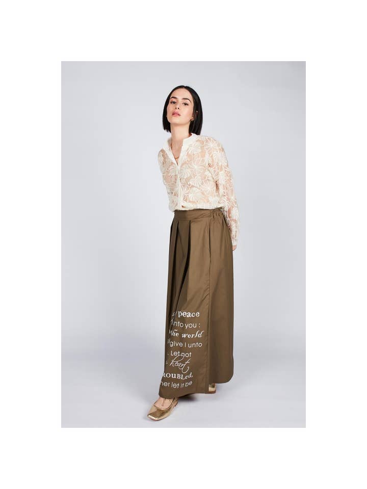 Khaki Poplin Long Skirt for wholesale on Faire1