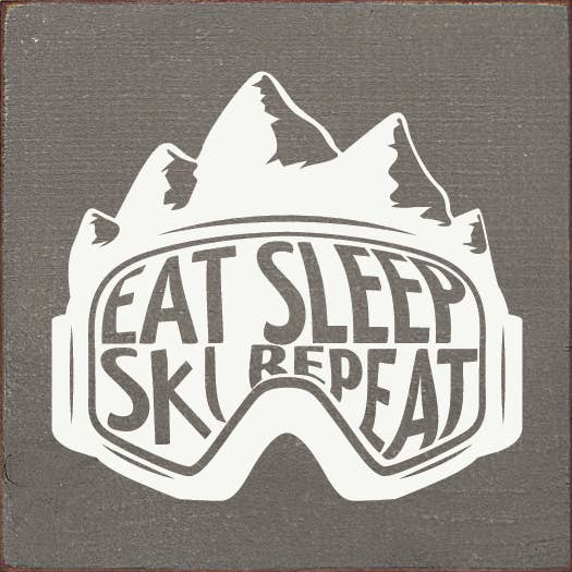 Cartello in legno Eat Sleep Ski Repeat per la vendita all'ingrosso da parte di SAWDUST CITY