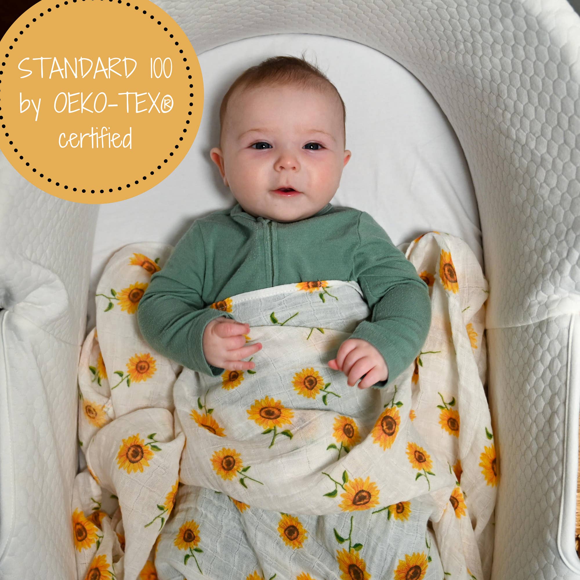 LollyBanks - Wholesale Swaddle - Baby - Sunflower Fields Baby Muslin Swaddle Blanket1