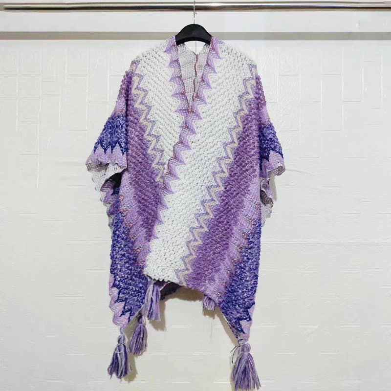 Rosa Clothing - Wholesale Kimono - Women's - Western Colorful Pop stripe Crochet Cardigan kimono shawl5