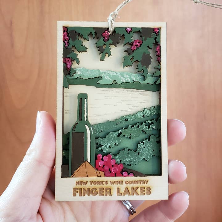 Finger Lakes NY Hand Painted Ornament | Christmas Souvenir for wholesale by Lionheart Graphics