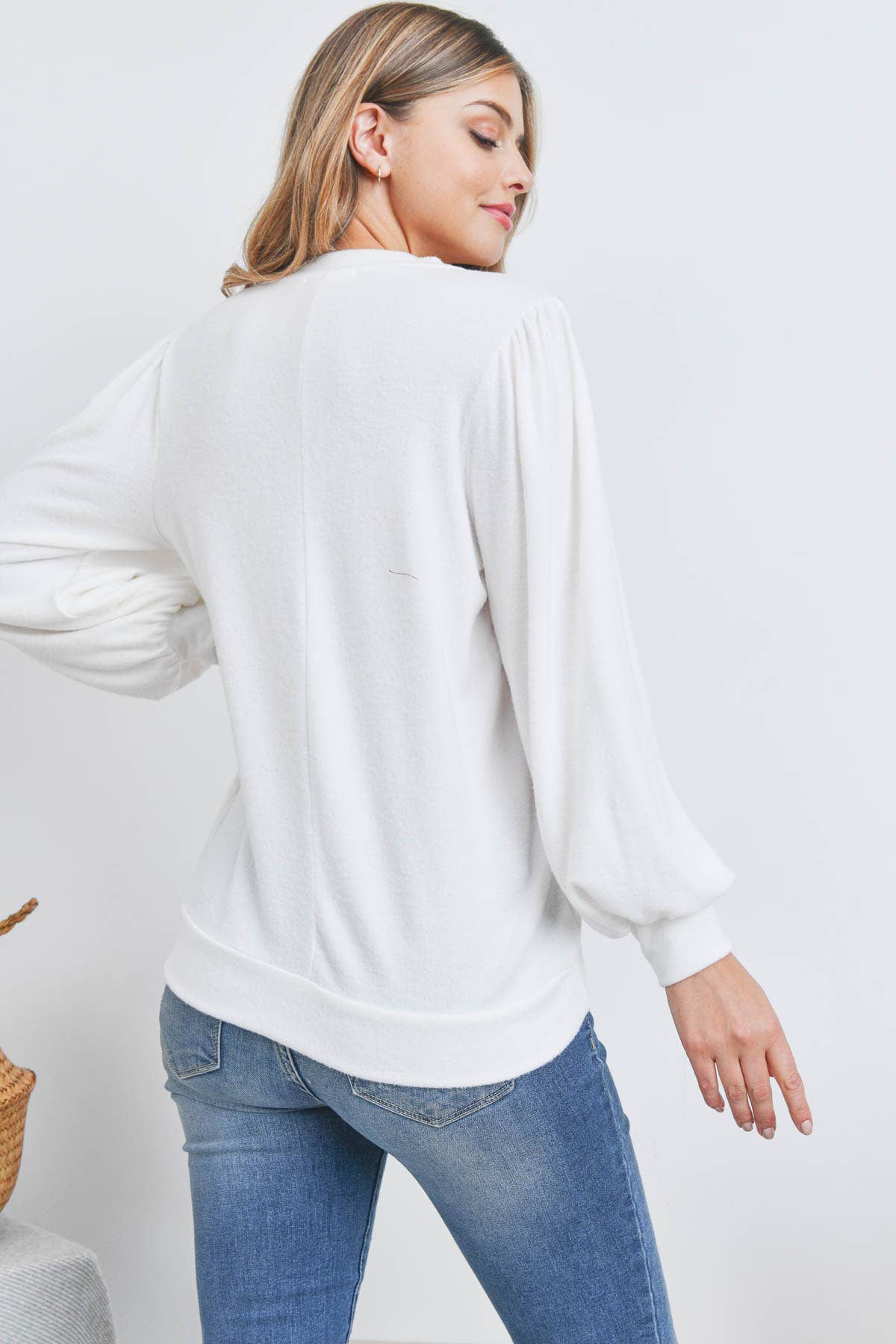 You & Me - Vente Haut en maille – femme - VENTE ! ! ! PPT21143 - HAUT À MANCHES BOUFFANTES À COL ROND - ANTHRACITE42