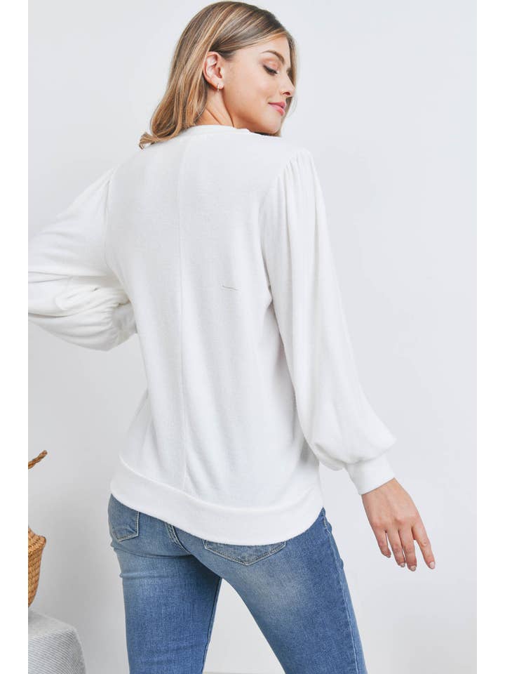 You & Me - Vente Haut en maille – femme - VENTE ! ! ! PPT21143 - HAUT À MANCHES BOUFFANTES À COL ROND - ANTHRACITE42